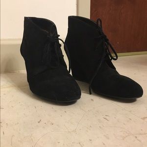 Via Spiga black lace up wedge booties