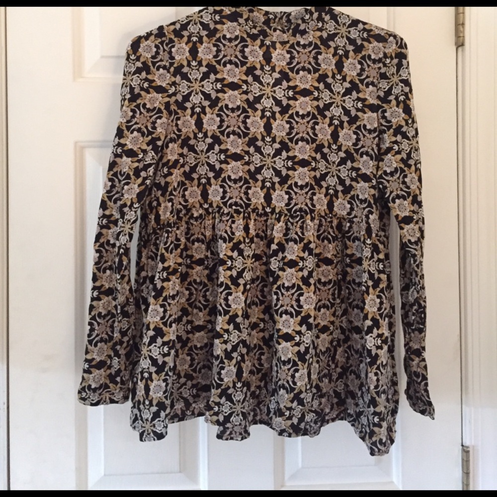 Flower print baby doll blouse
