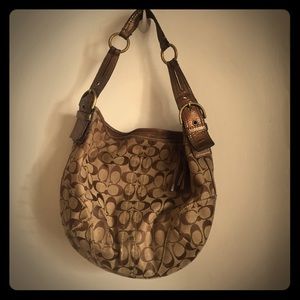 Coach Signature Hobo with snakeskin strap