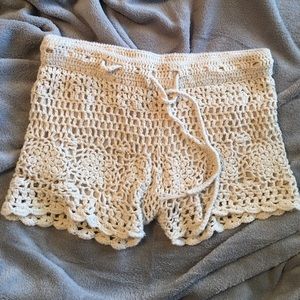 Off white crocheted shorts