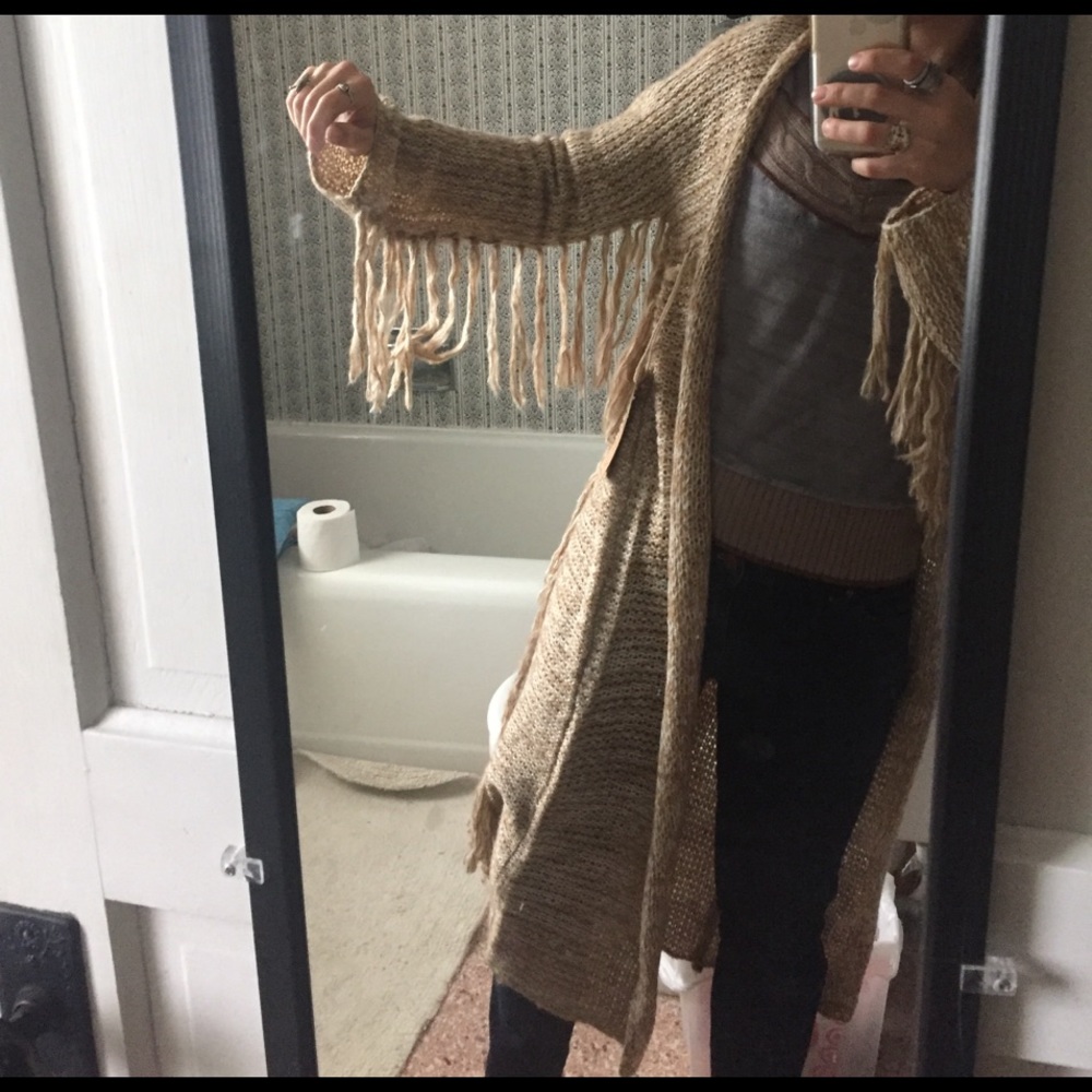 never been worn, fringed long dress jacket