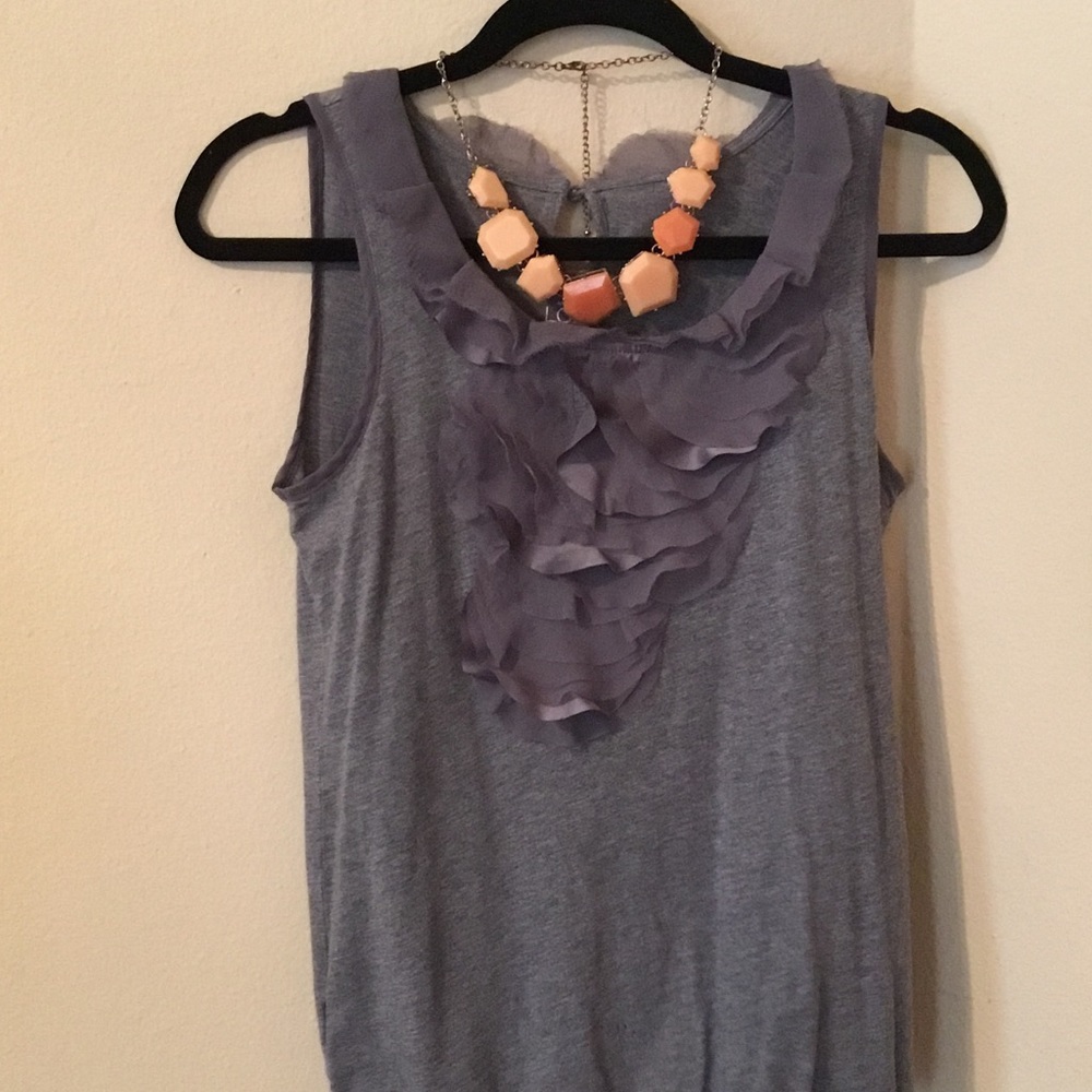 Ann Taylor Grey Ruffle Tank
