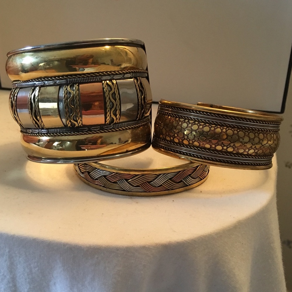 Indian Brass Bangle Cuff Set