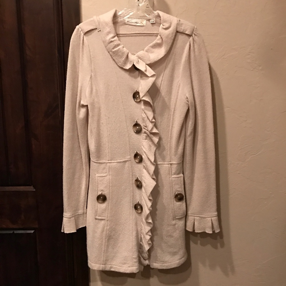 Light weight beige pea coat sweater