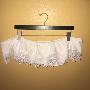 Lace Trim Off the Shoulder Bikini Top