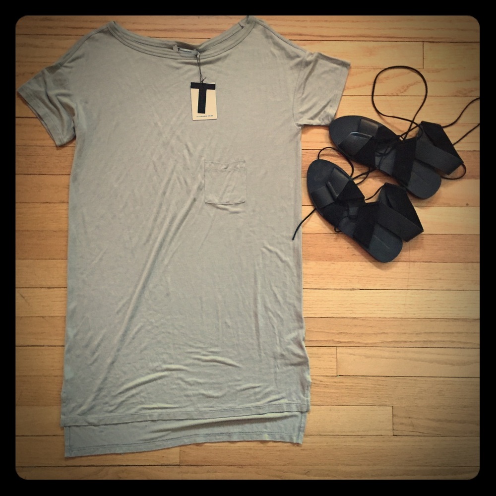 Alexander wang boat neck dress in beige xs