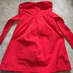 Theory red strapless dress, size 2.