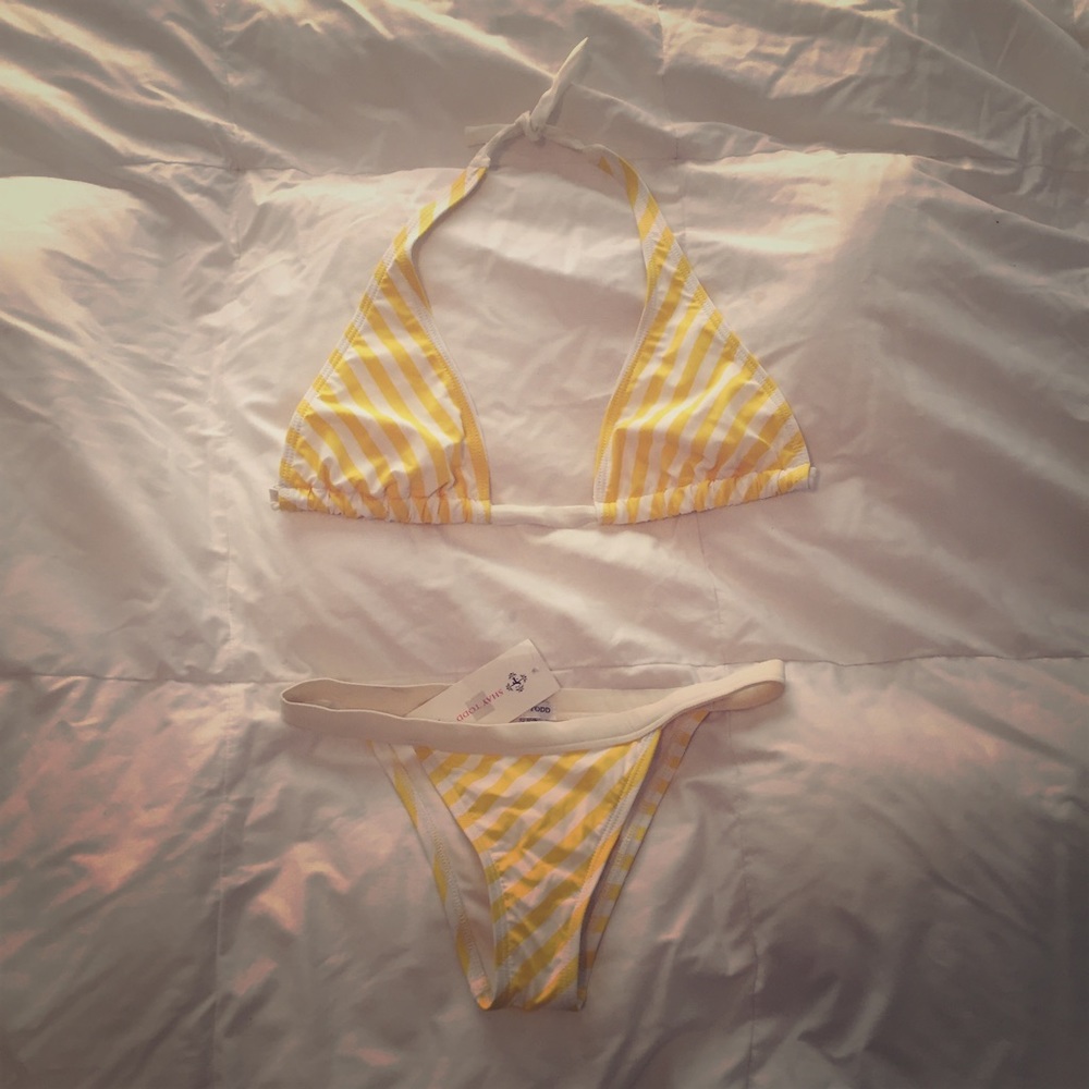 Designer NWT Striped Halter Bikini!