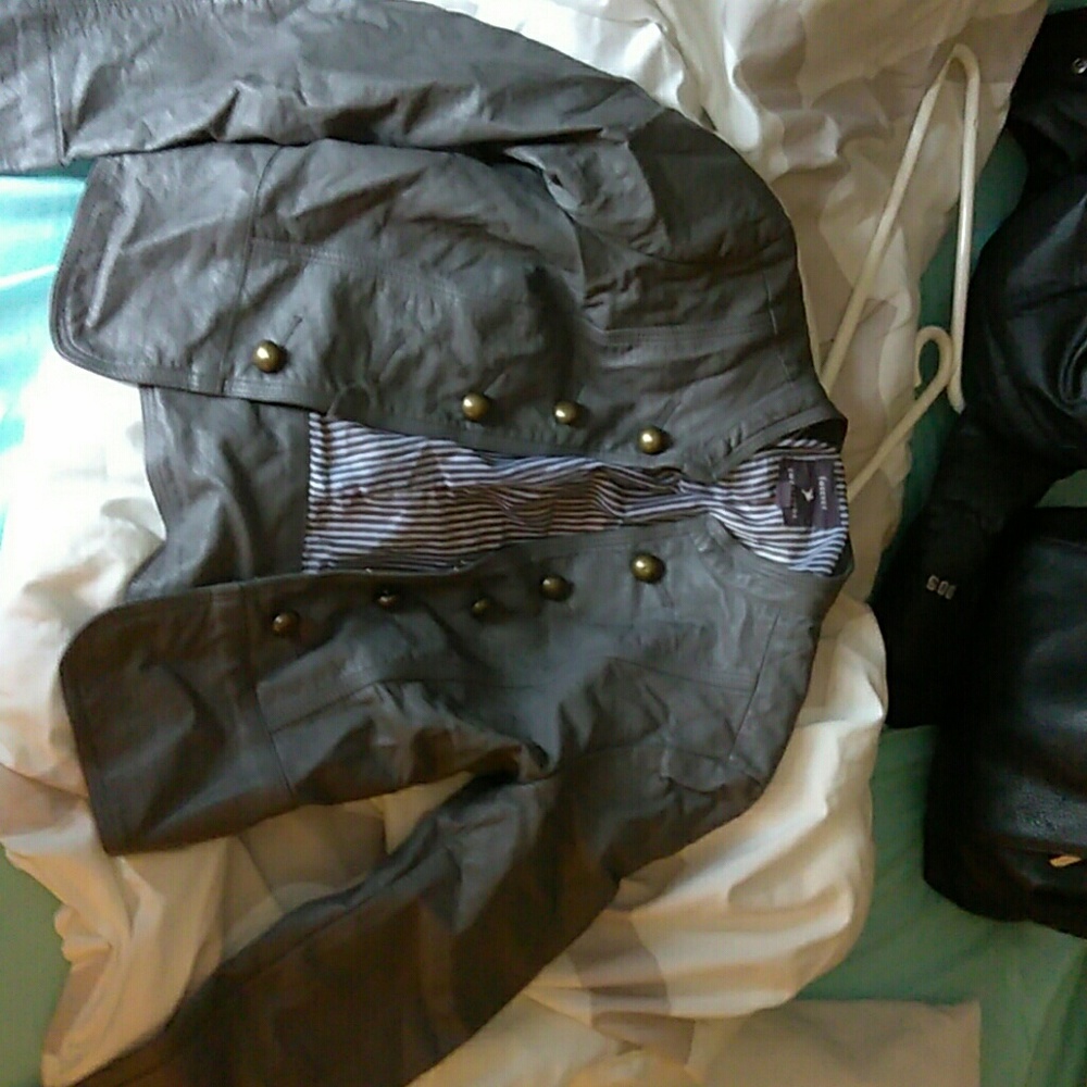 Faux grey leather blazer