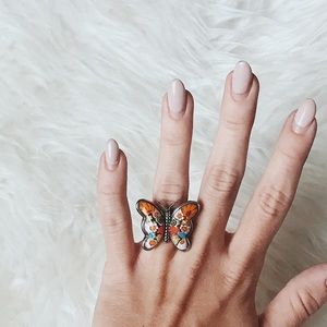 RARE Butterfly Ring Plated Sterling Silver