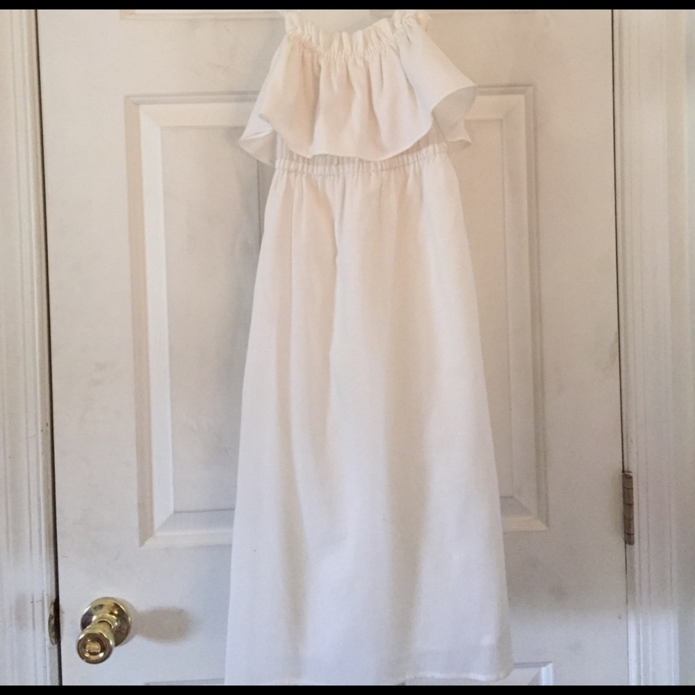 Tie back dress with ruffle top