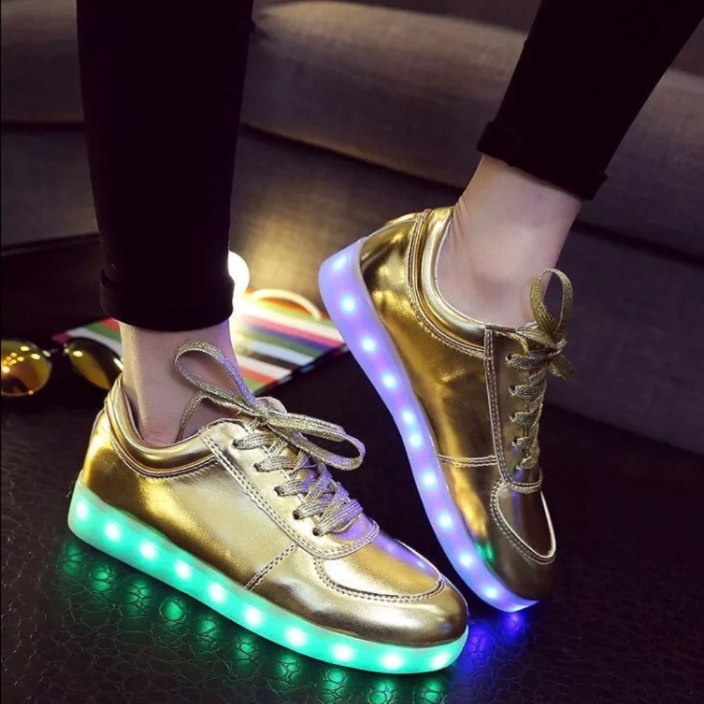 Brand New In Box Gold LED Light Up Sneakers 38