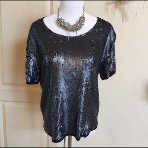 J.Crew sequins navy top J.Crew sequins navy top