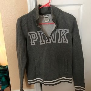 Pink zip up crew neck