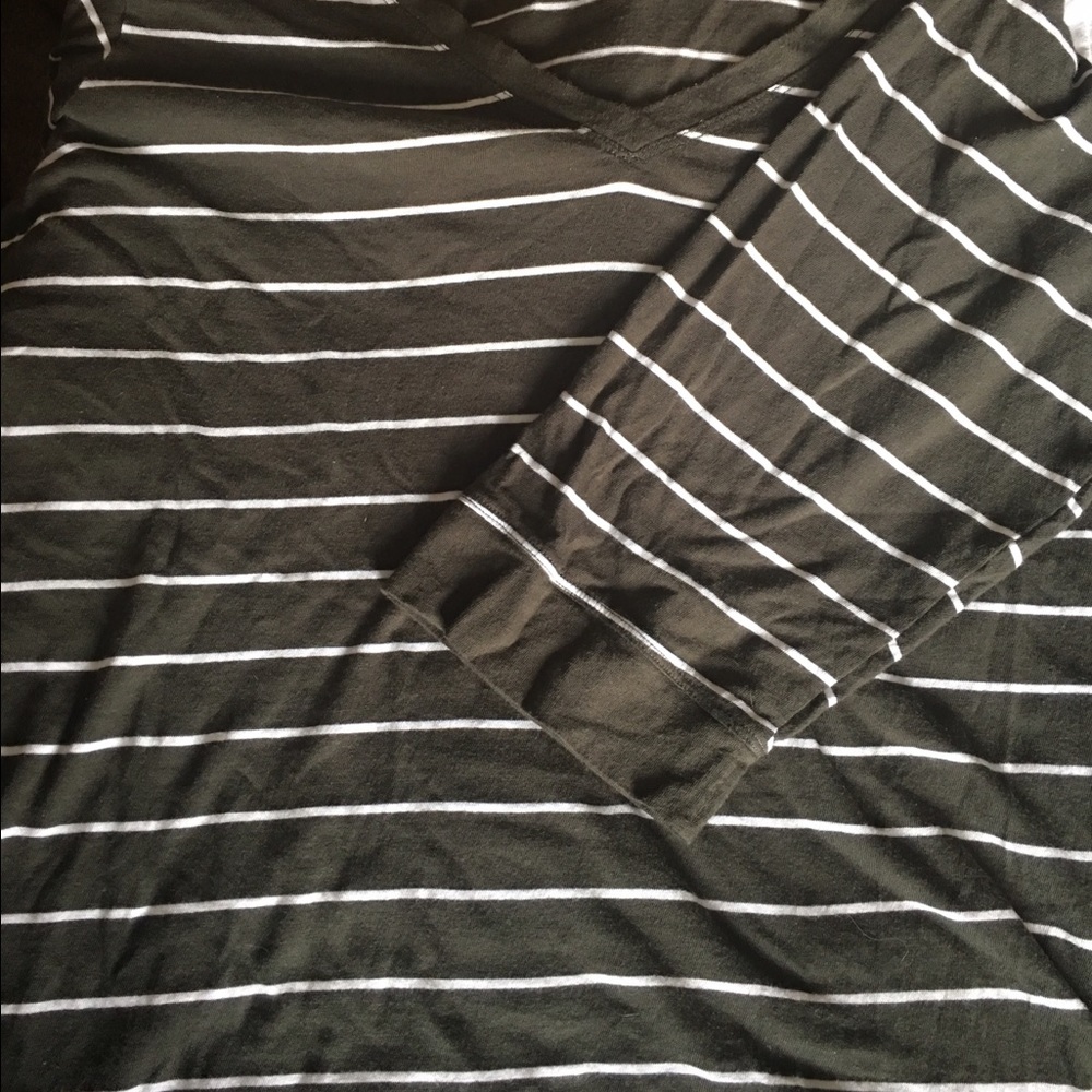 Olive green and white stripped shirt