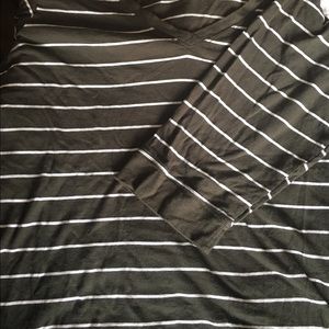 Olive green and white stripped shirt