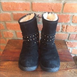 Black Ugg Boots with metal detail
