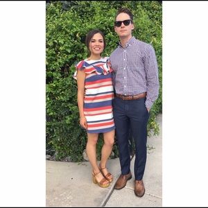 Bold stripe shift dress