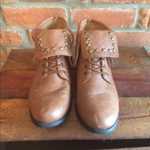 Brown studded ankle boots
