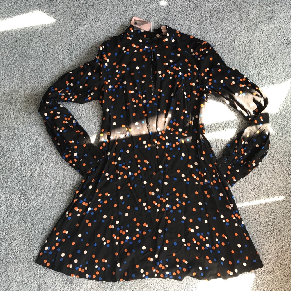 Forever 21 Polka Dot Long Sleeve Skate Dress