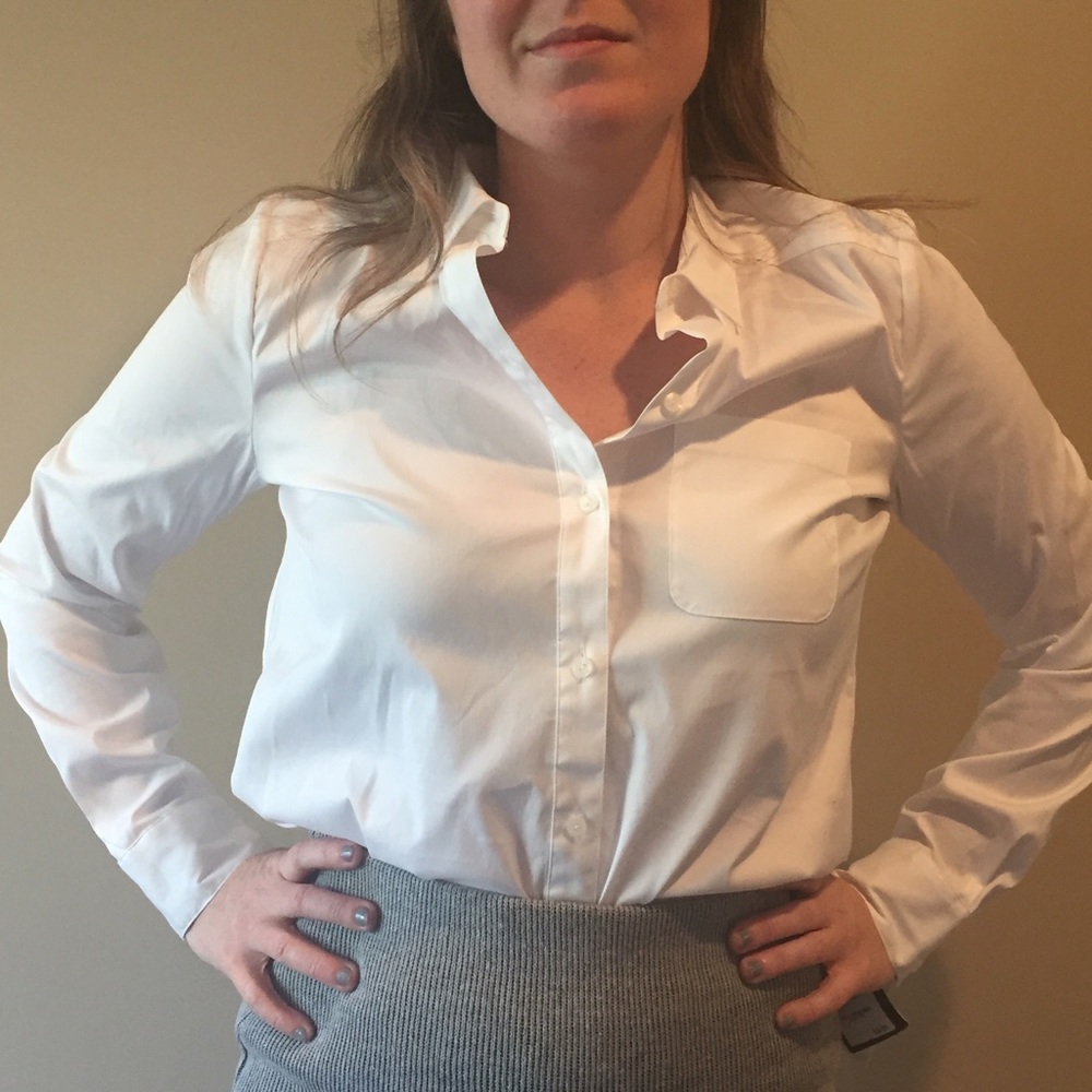 Halogen White Button Down Collared Shirt