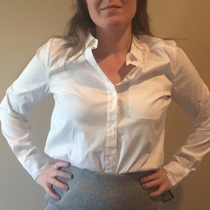 Halogen White Button Down Collared Shirt