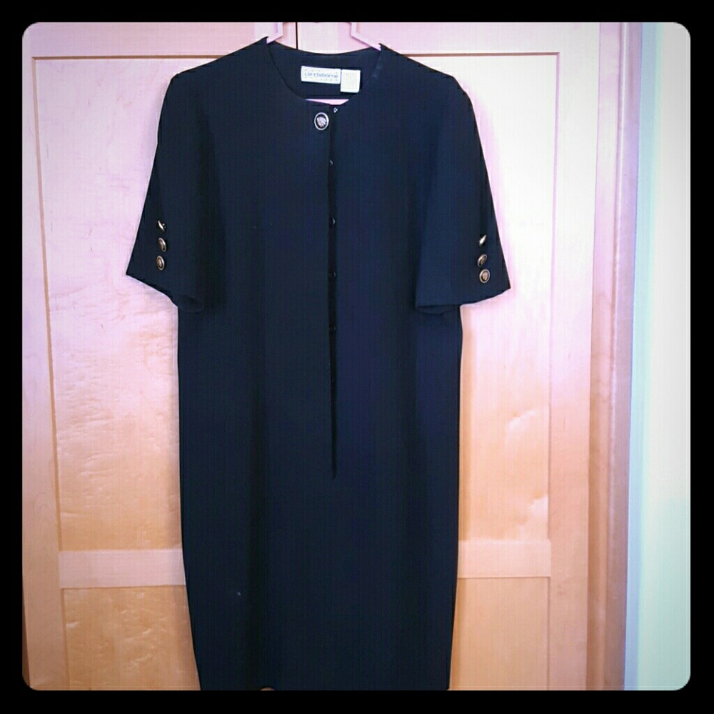 LIZ CLAIBORNE short sleeve black dress