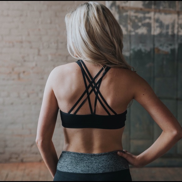 Meet Me At The Gym- Criss Cross Black Sports Bra - Picture 1 of 5