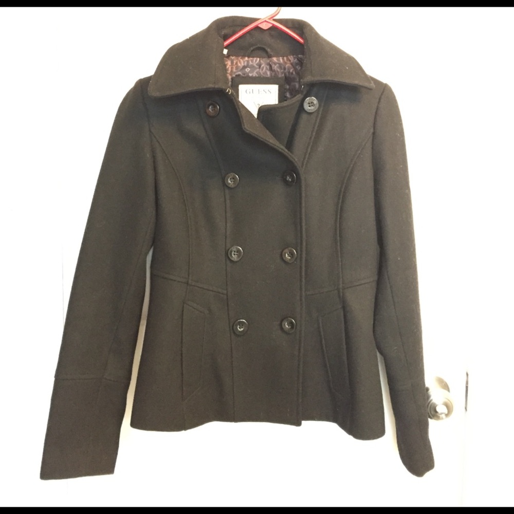 Guess Double-Breasted Wool Button-Up Peacoat - image 1