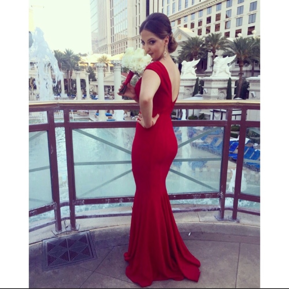 Betsey &Adam red gown