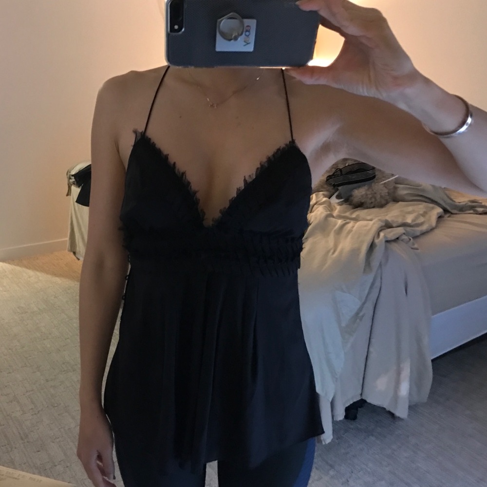 Sexy deep v silk top