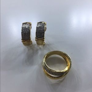 Gold and Diamond Ring and Earring Set