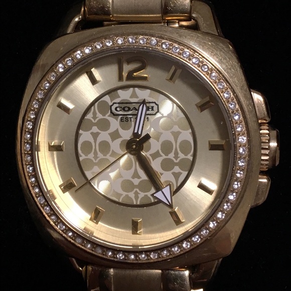 Coach Mini Boyfriend Gold Plated Crystal Watch - Picture 2 of 5