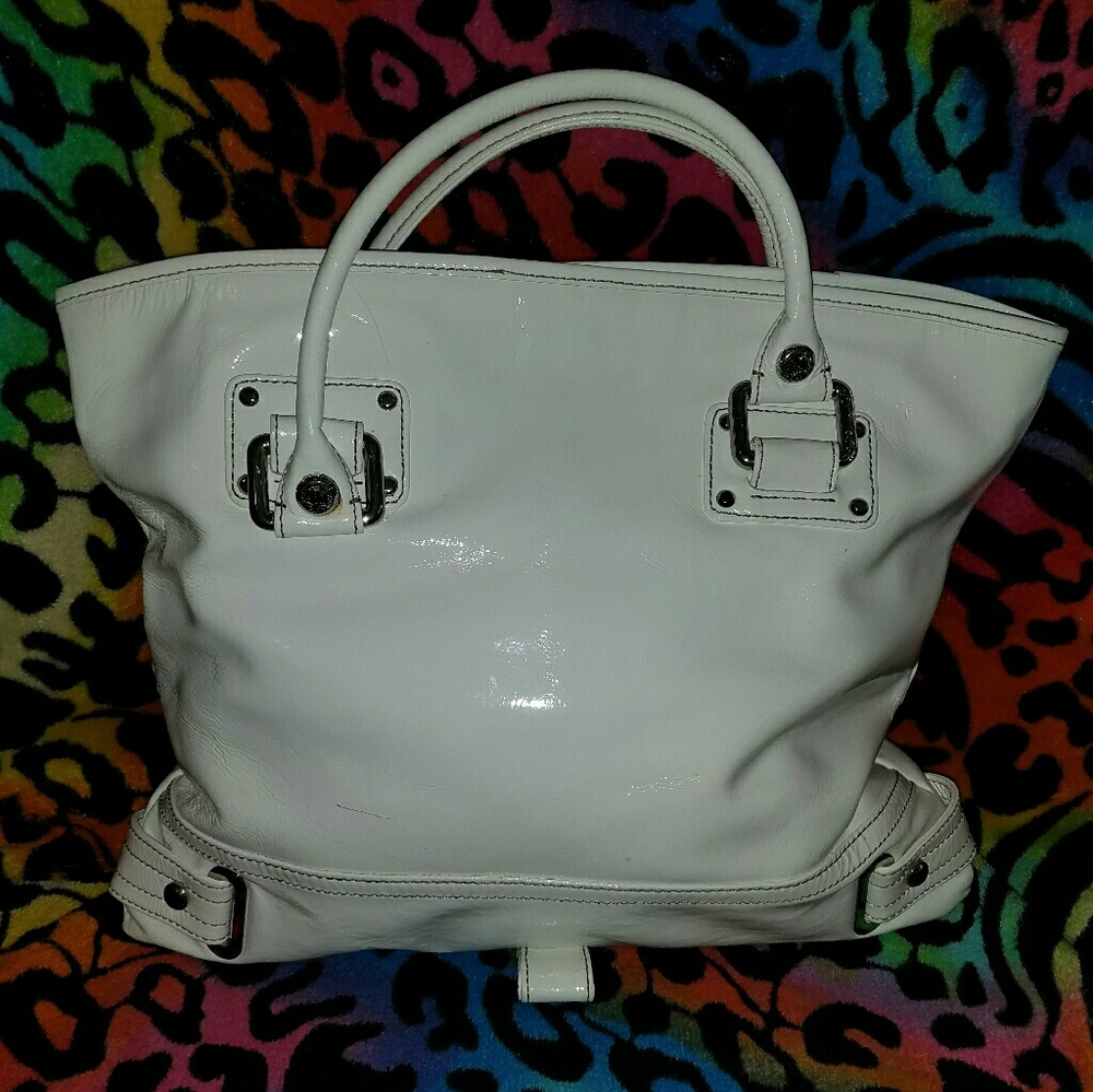 Tommy Hilfiger Vinyl White Purse Blue Interior