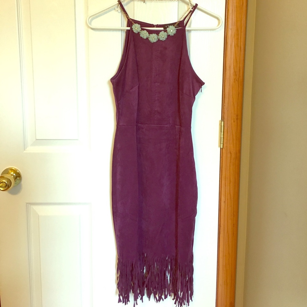 Faux Suede Fringe cocktail dress