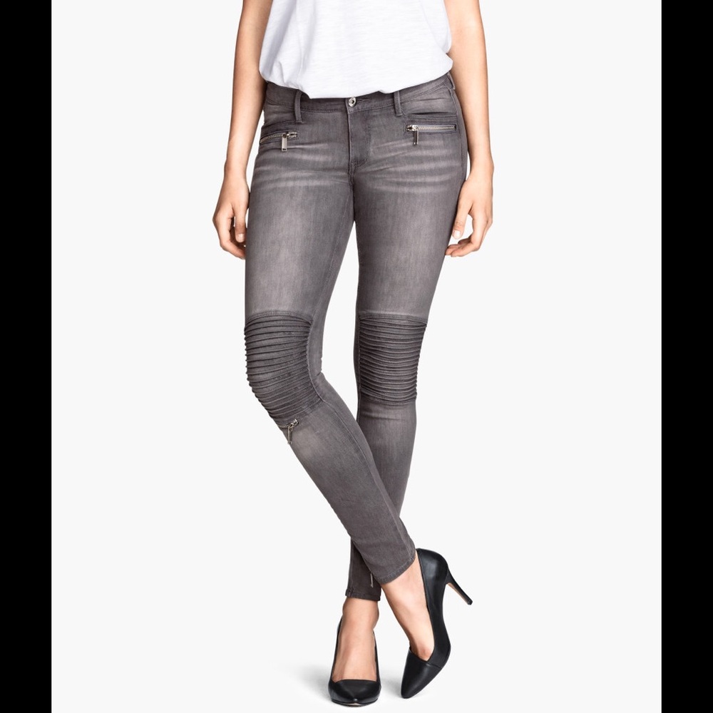 Grey biker jeans