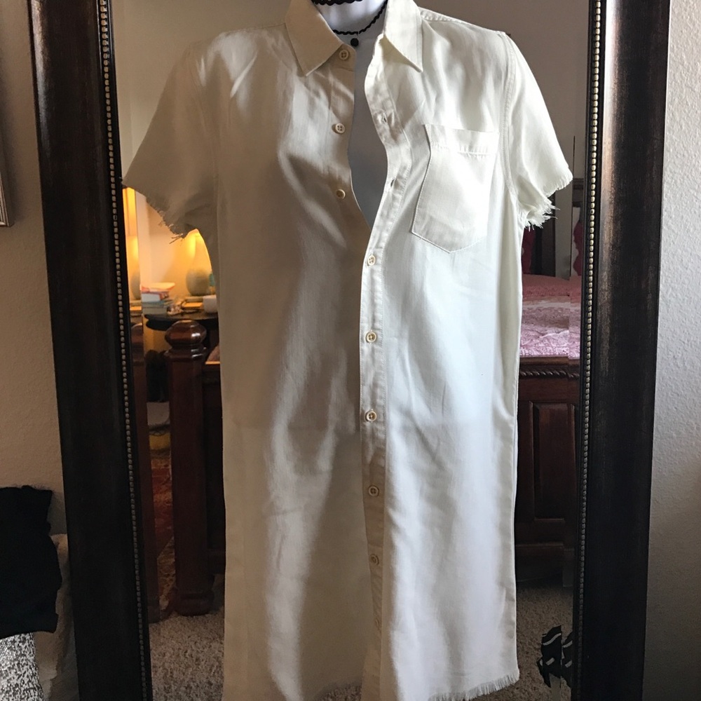 Tencel natural white shirt dress