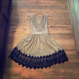 Mid-length olive colored gauze dress