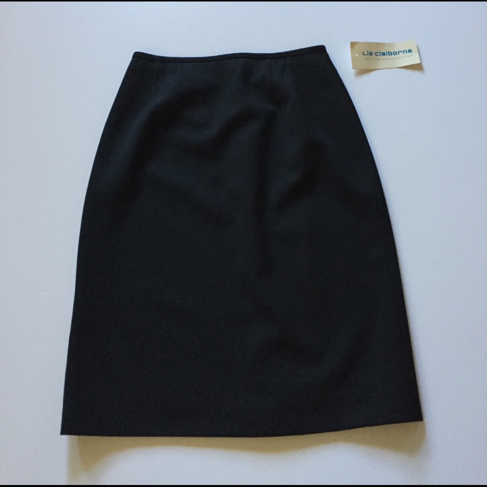NWT Liz Claiborne 100% Wool Black A-Line Skirt