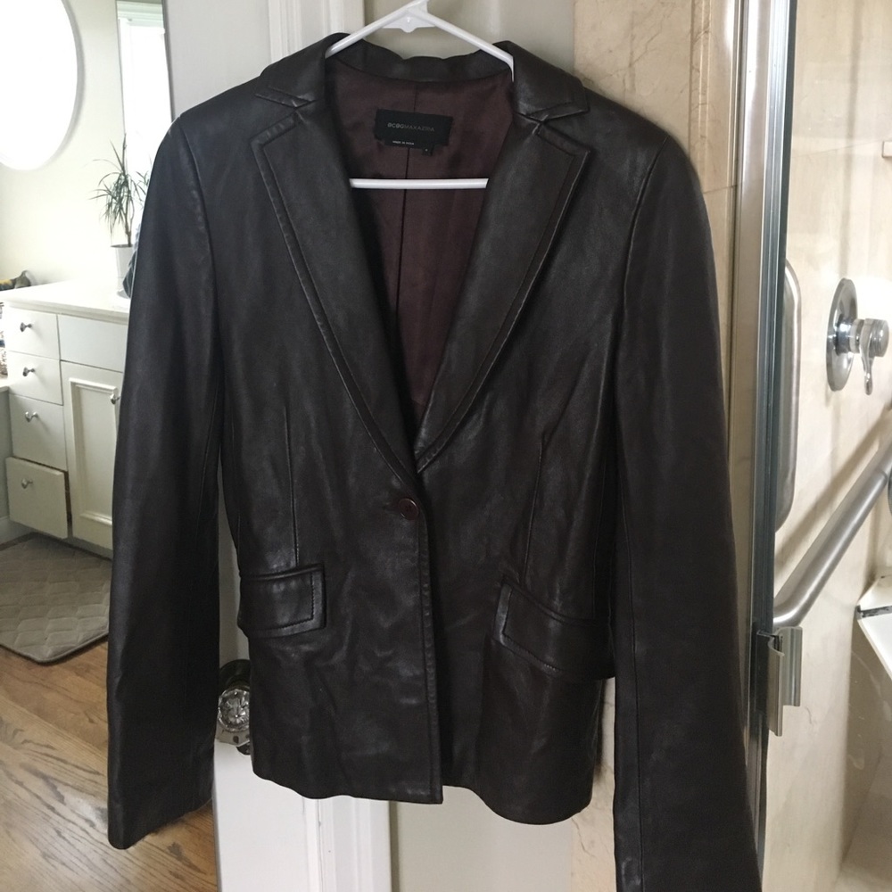 Chocolate brown BCBGMaxazria leather blazer