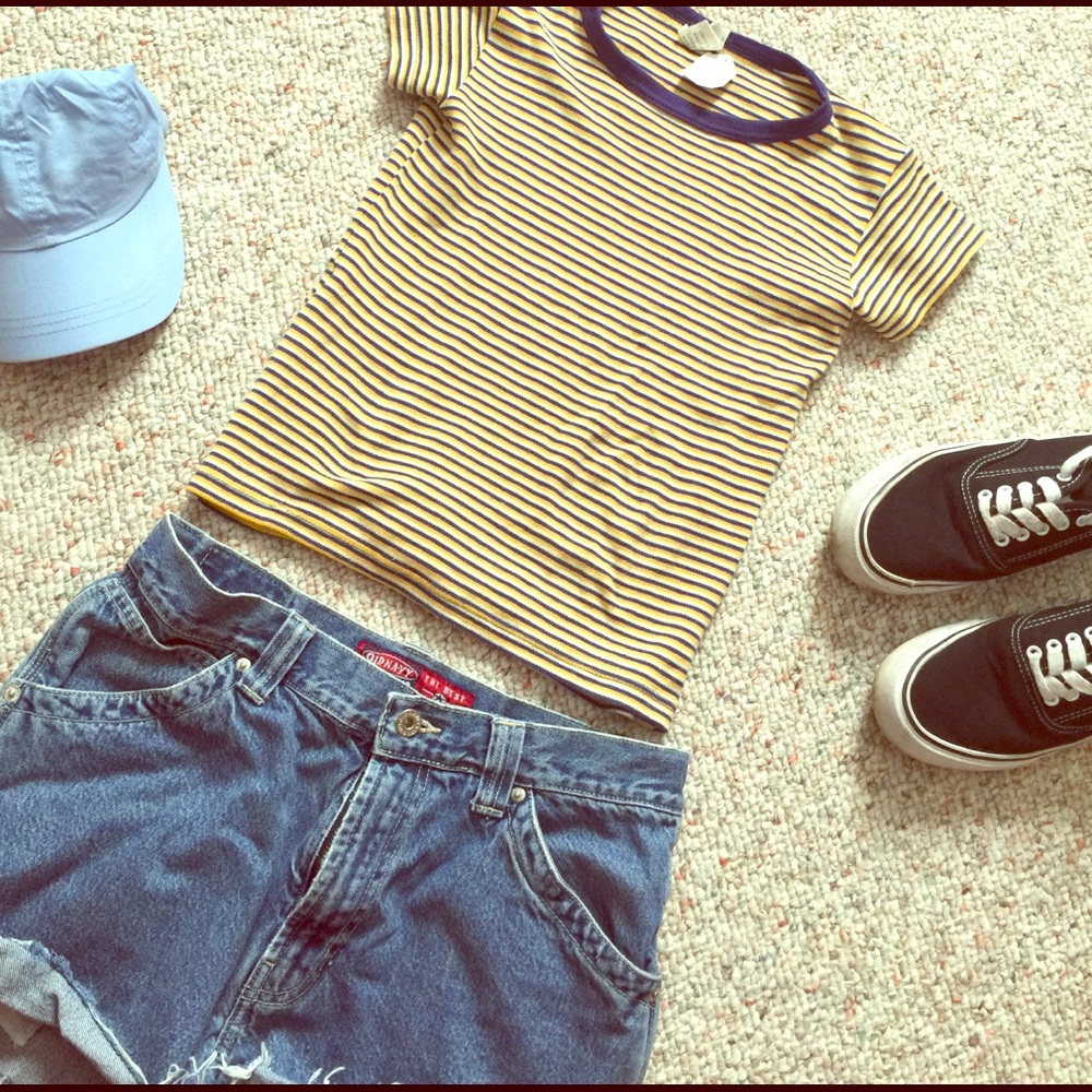 VINTAGE Striped Crop Top