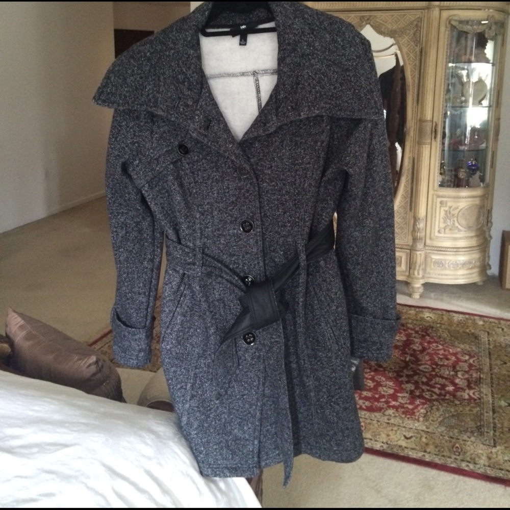 Coat Cotton polyester /faux leather belt