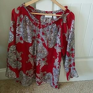 Chicos Red semi sheer tunic
