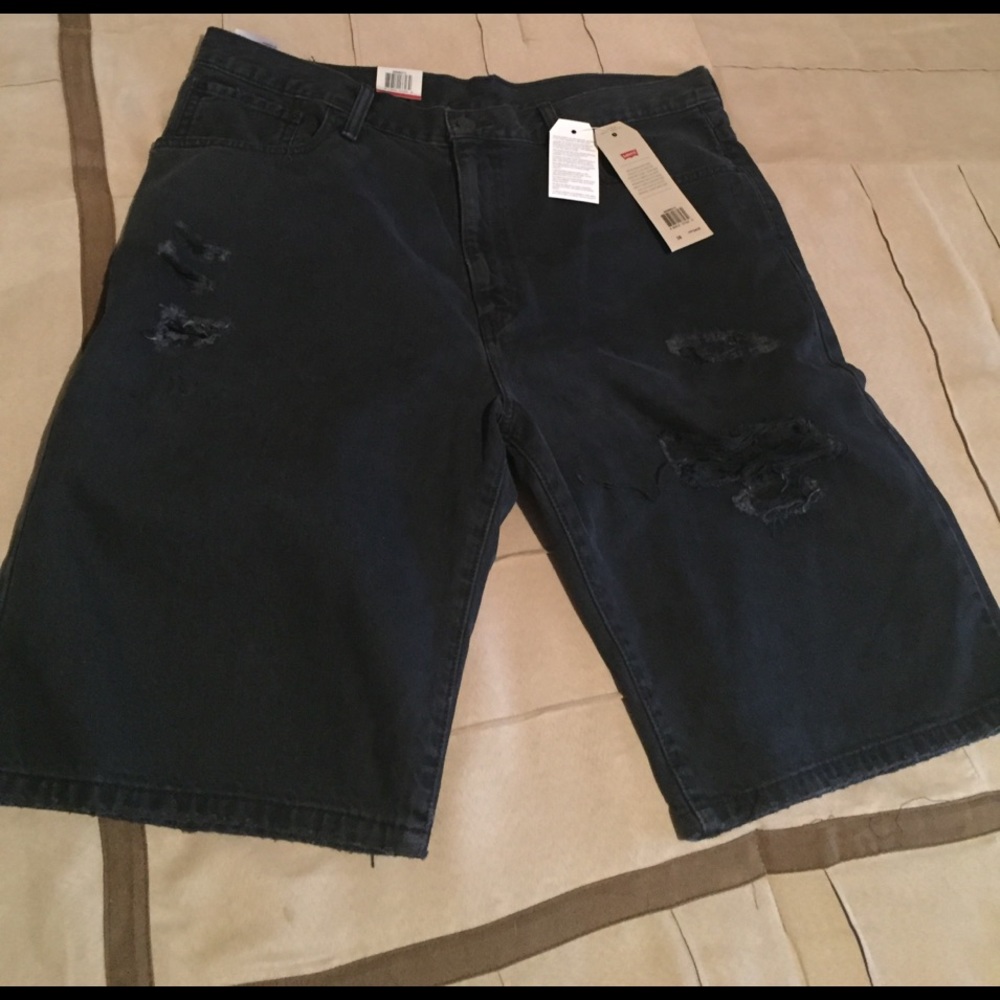 Levi Strauss Denim Ripped Shorts (Black)