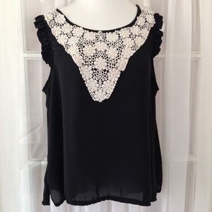 Atmosphere UK20= US 16. Black Chiffon Top w/Cream