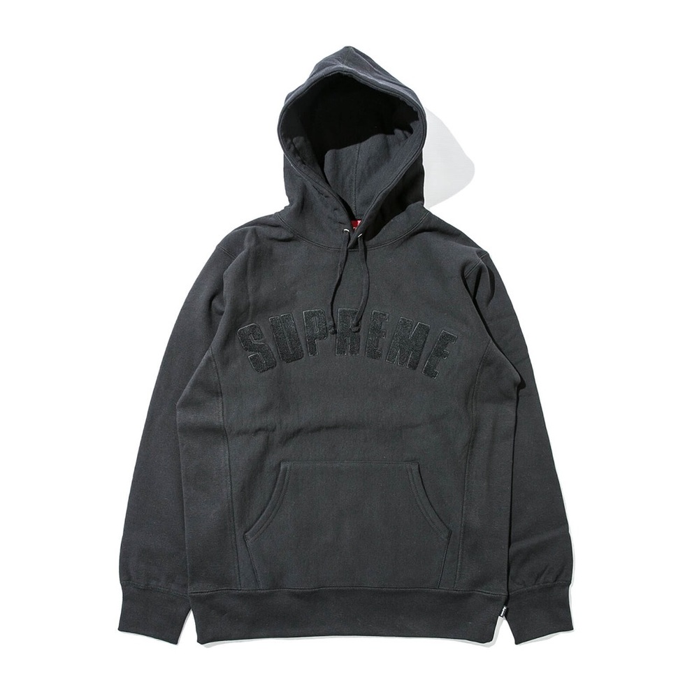 BRAND NEW SUPREME CHENILLE ARC LOGO HOODIE BLACK