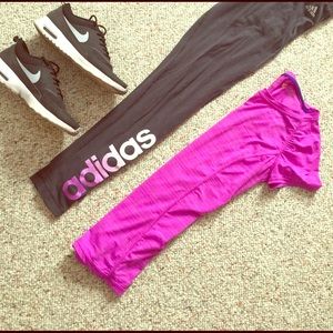 Adidas Workout Leggings w/ Purple Ombré letters