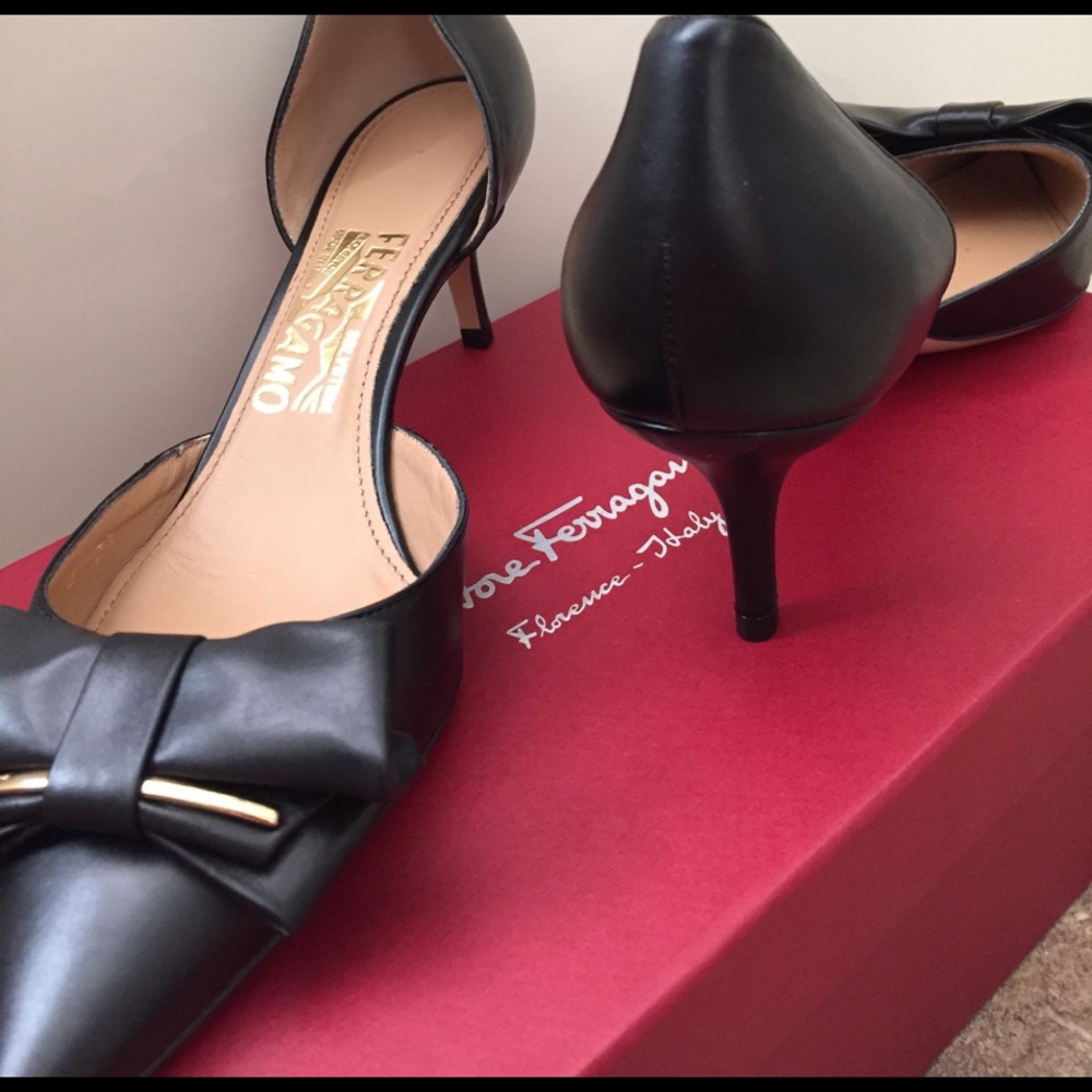 SALVATORE FERRAGAMO Nero 5cm Black Bow tie Pump - Picture 2 of 3