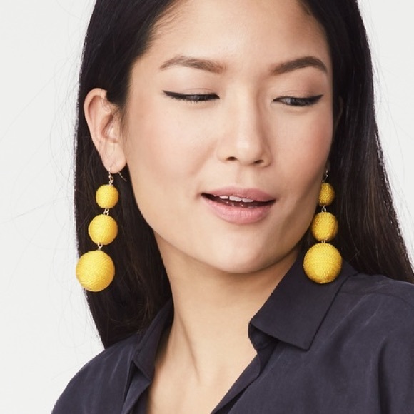 Triple ball thread drop earrings yellow - Picture 2 of 2