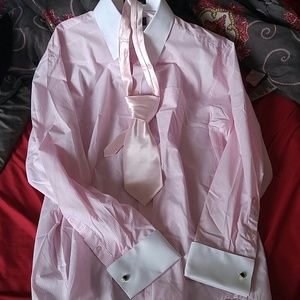Brand New Men Pink Dress Shirt and Tie